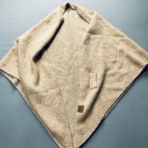 Yakee‎ Women's Beige Knit Poncho Shawl Cardigan Pocket